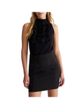 Top collo alto con rouches