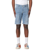 Bermuda in denim chiaro con iconica toppa