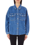 Giacca in denim regular con logo strass sul retro