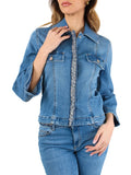 Giacca Braid in denim con inserto bouclè