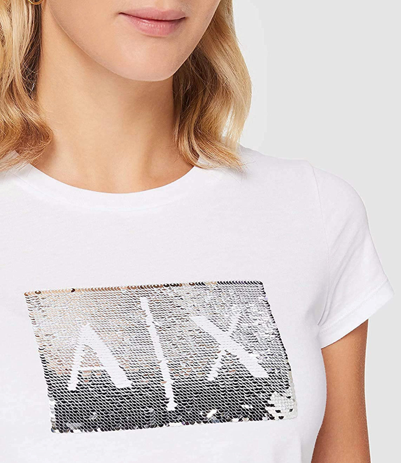 AX ARMANI D T-shirt con logo paillettes